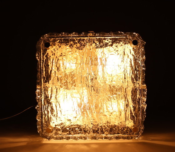 Image 1 of Mid Century plafondlamp/wandlamp van ijsglas Kaiser Leichten, Duitsland, jaren 1960