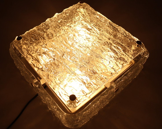 Image 1 of Mid Century plafondlamp/wandlamp van ijsglas Kaiser Leichten, Duitsland, jaren 1960