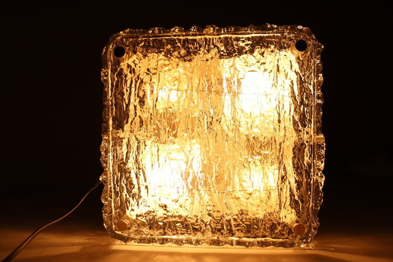 Image 1 of Mid Century plafondlamp/wandlamp van ijsglas Kaiser Leichten, Duitsland, jaren 1960