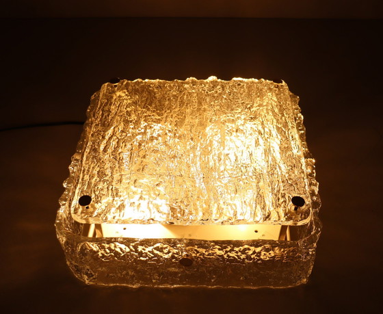 Image 1 of Mid Century plafondlamp/wandlamp van ijsglas Kaiser Leichten, Duitsland, jaren 1960