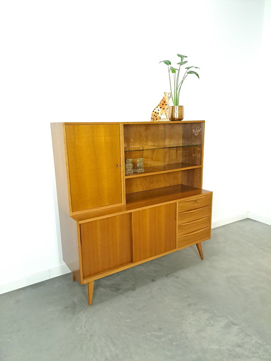 Image 1 of Vintage vitrinekast met lades, vintage wandkast