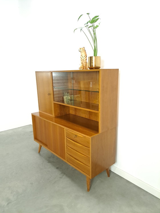 Image 1 of Vintage vitrinekast met lades, vintage wandkast