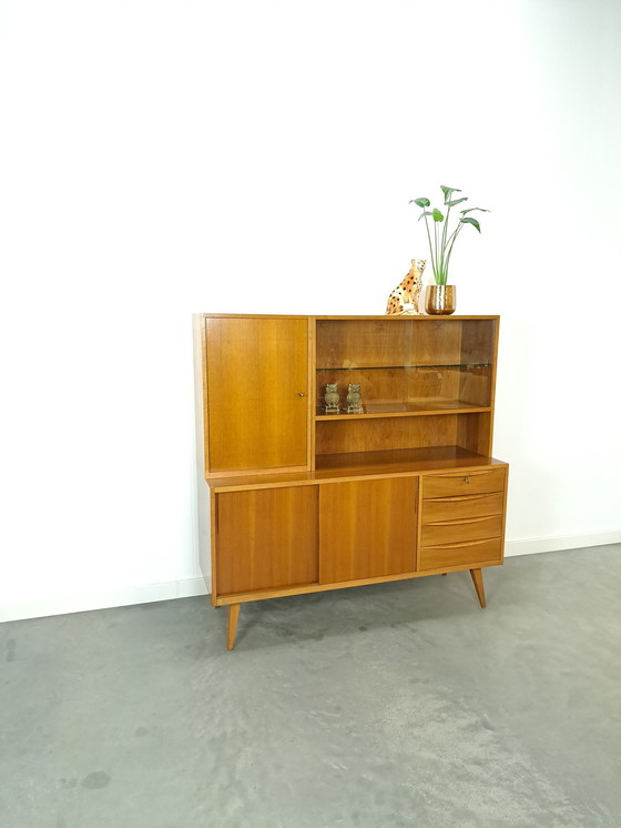 Image 1 of Vintage vitrinekast met lades, vintage wandkast