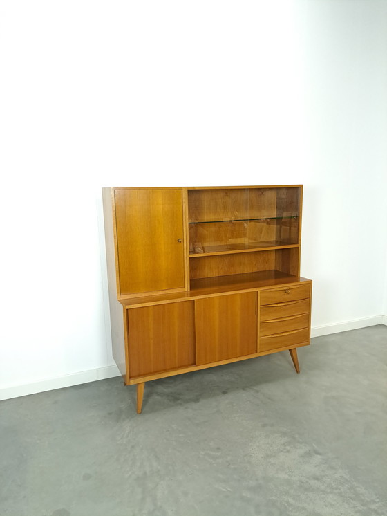 Image 1 of Vintage vitrinekast met lades, vintage wandkast