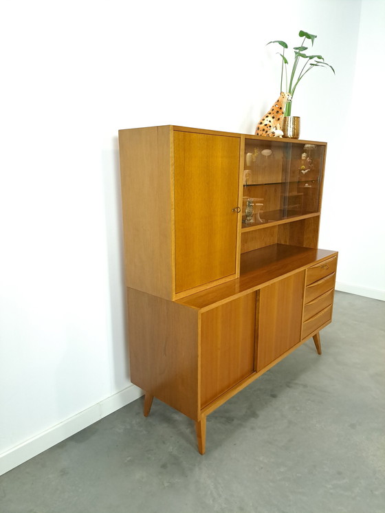 Image 1 of Vintage vitrinekast met lades, vintage wandkast