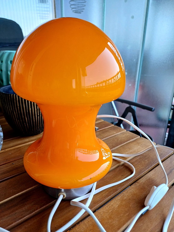 Image 1 of Space Age Oranje Glazen Lamp