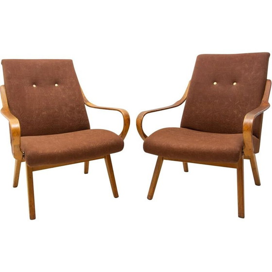 Image 1 of Paar vintage fauteuils van Jaroslav Šmídek voor Jitona, Tsjecho-Slowakije 1960
