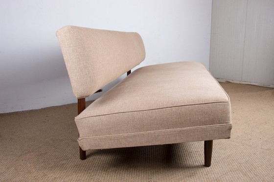 Image 1 of Grand Sofa, slaapbank, Scandinavisch teak en stof Nieuw 1960.