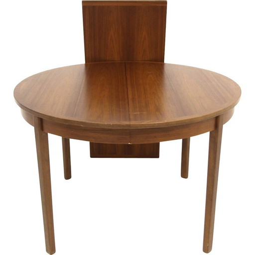 Vintage walnoot en beuken eetkamertafel, Zweden 1960