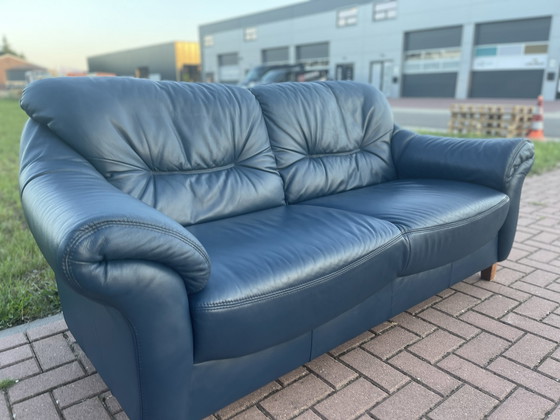 Image 1 of Vintage Leren Sofa blauw