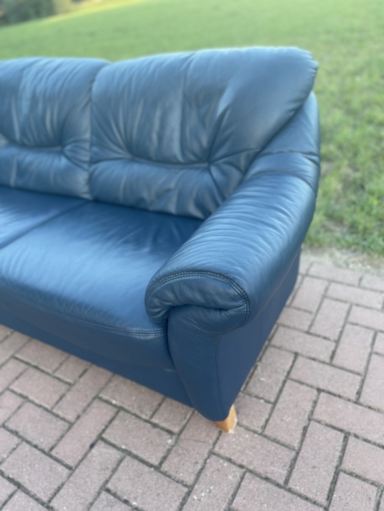 Image 1 of Vintage Leren Sofa blauw