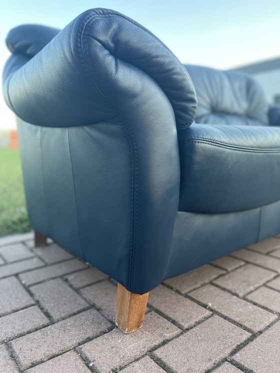 Image 1 of Vintage Leren Sofa blauw