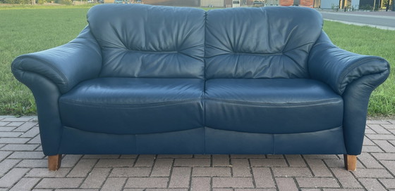 Image 1 of Vintage Leren Sofa blauw