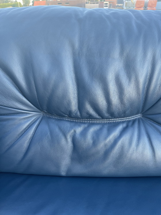 Image 1 of Vintage Leren Sofa blauw