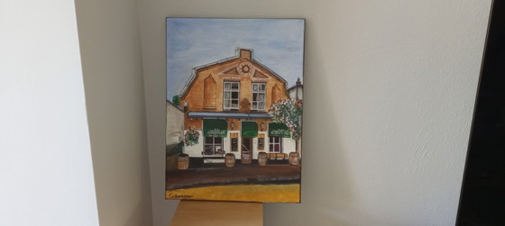 Image 1 of Tineke Van Steenbergen Café Goesting Acrylverfschilderij