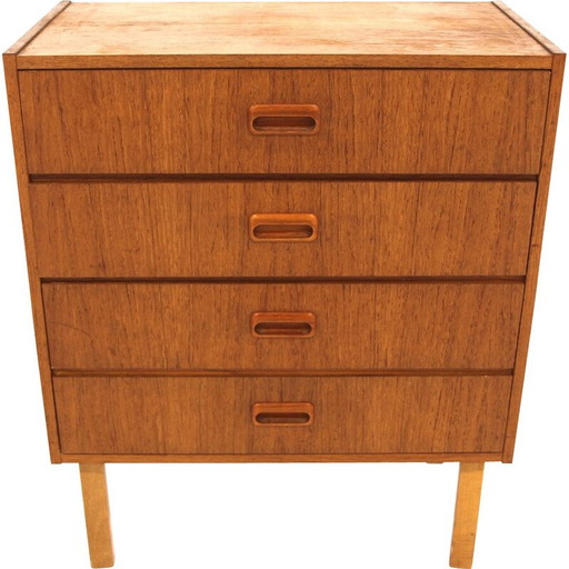 Scandinavische vintage ladenkast van teak en eikenhout, Zweden 1960