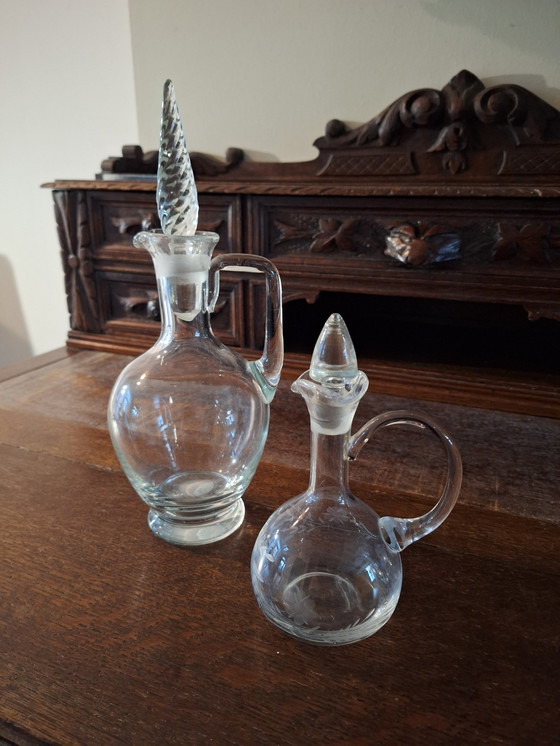 Image 1 of 2X Vintage Glazen Karaffen incl.glas