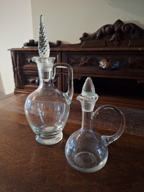 Image 1 of 2X Vintage Glazen Karaffen incl.glas