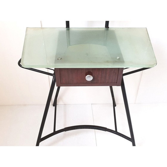 Image 1 of Vintage Franse kaptafel van staal en formica, 1950