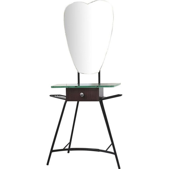 Image 1 of Vintage Franse kaptafel van staal en formica, 1950