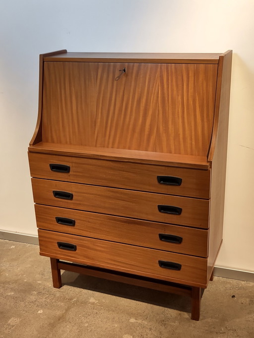 Vintage Teak Houten Secretaire 