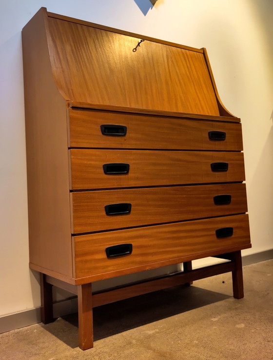 Image 1 of Vintage Teak Houten Secretaire 