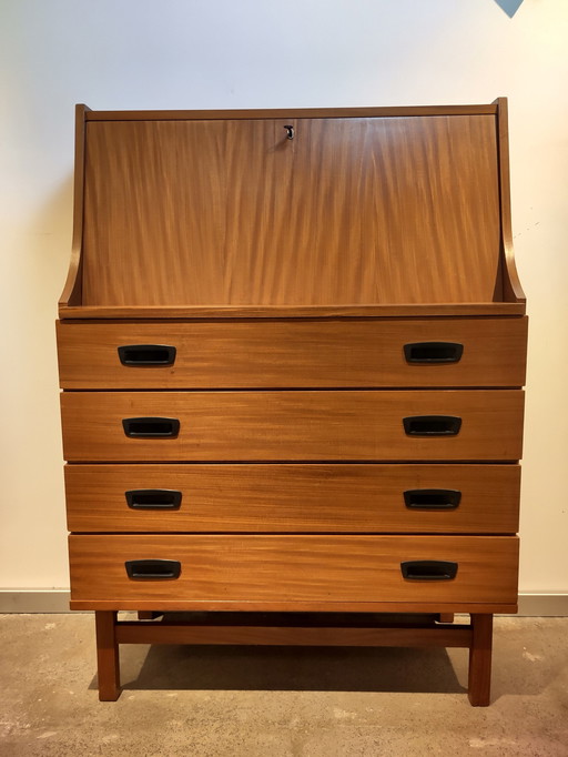 Vintage Teak Houten Secretaire 