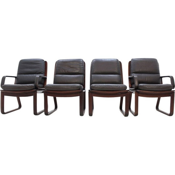 Image 1 of Set van 4 vintage leren fauteuils van Eugen Schmidt, Duitsland 1970