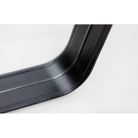 Image 1 of Vintage lederen spiegel naar Jacques Adnet, 2000