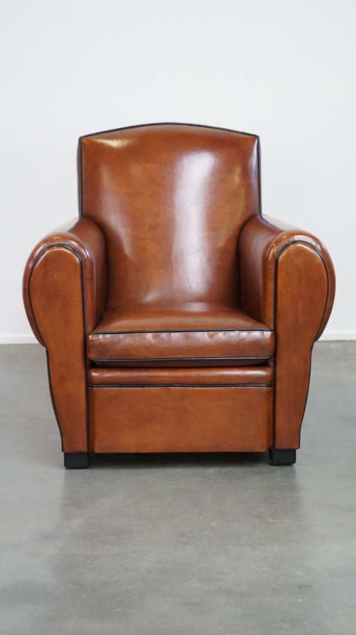 Design Fauteuil/ Armchair Gemaakt Van Schapenleer 