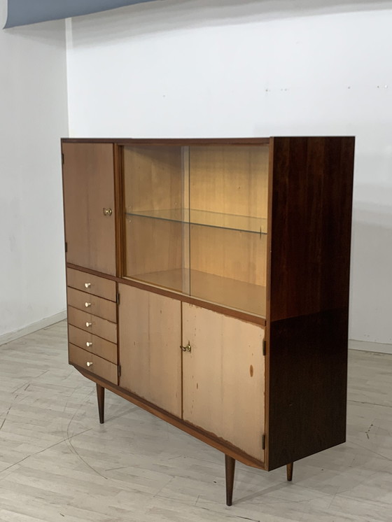 Image 1 of Mid Century highboard dressoir buffetkast halkast vintage