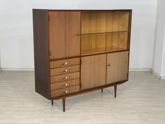 Image 1 of Mid Century highboard dressoir buffetkast halkast vintage