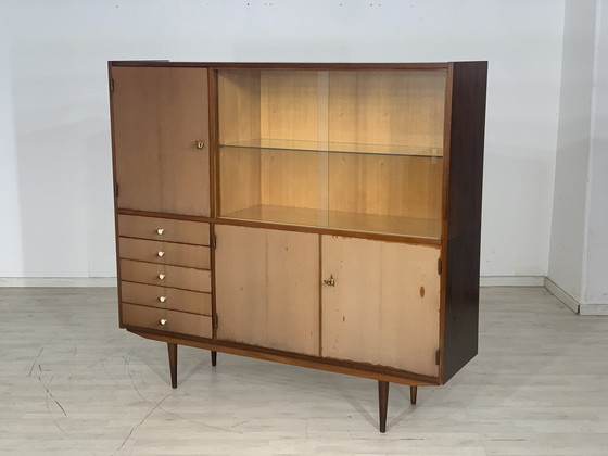 Image 1 of Mid Century highboard dressoir buffetkast halkast vintage