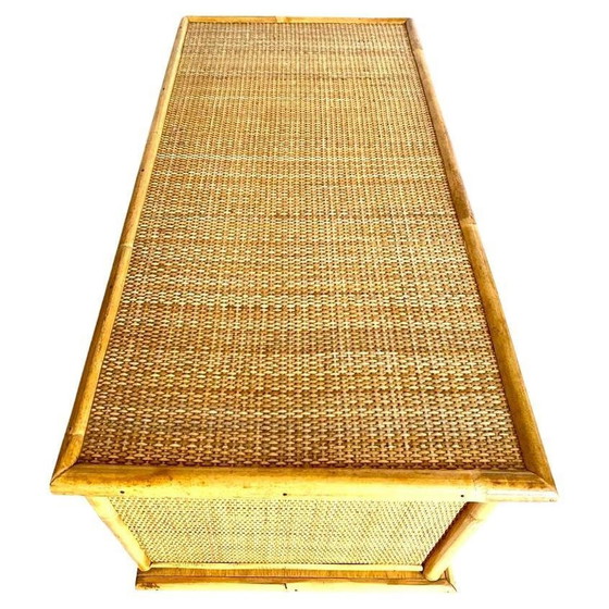 Image 1 of 1X Midcentury Moderne Dal Vera Rotan hutkoffer, Italië 1970S