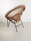 Franse rotan lounge stoel 1960