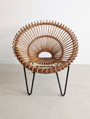 Franse rotan lounge stoel 1960
