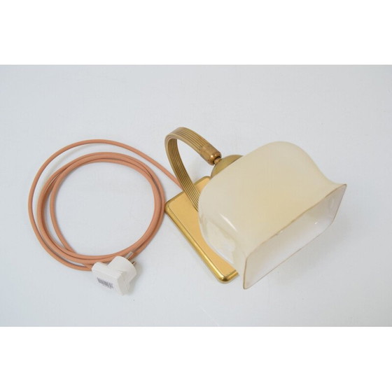 Image 1 of Art Deco glazen en messing tafellamp, Tsjecho-Slowakije 1930