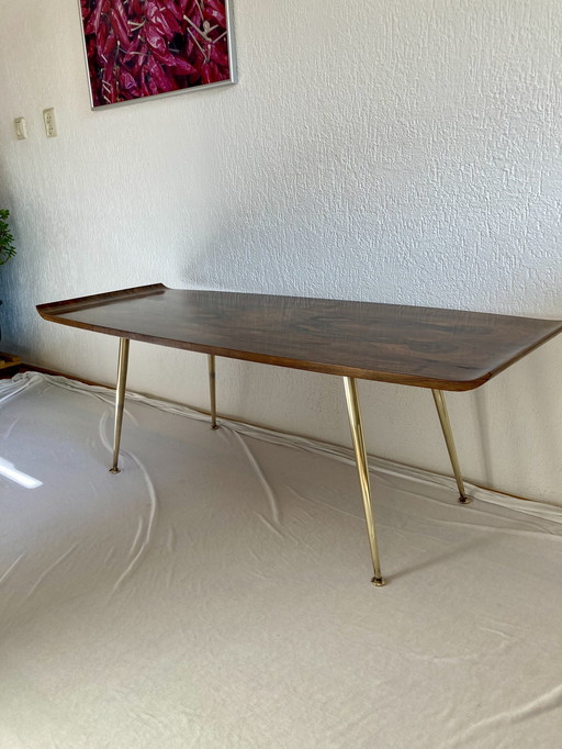 Vintage Salontafel Op Messing Poten