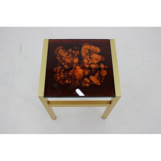 Image 1 of Vintage bijzettafel van messing en glas, Italië 1960