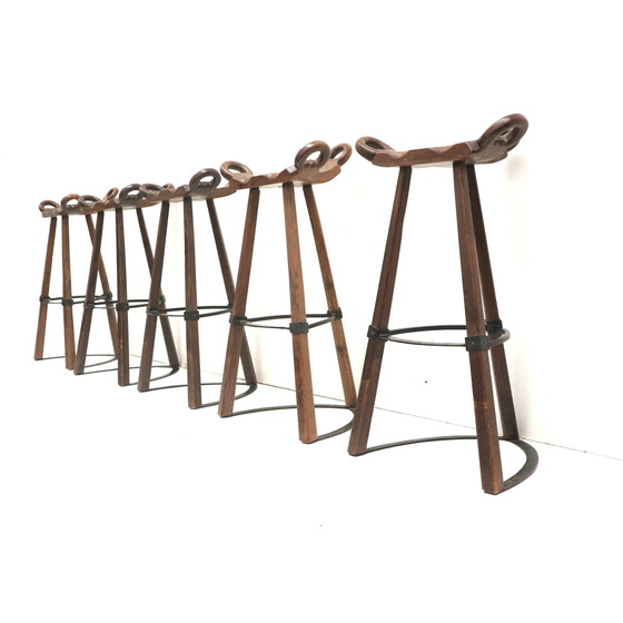 Image 1 of 5X Vintage Spaanse Brutalist 'Marbella' Kruk Van Confonorm Uit De Jaren 70