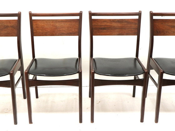 Image 1 of Set Van 4 Vintage Palissander Eetkamerstoelen Gemaakt In De Jaren ’60