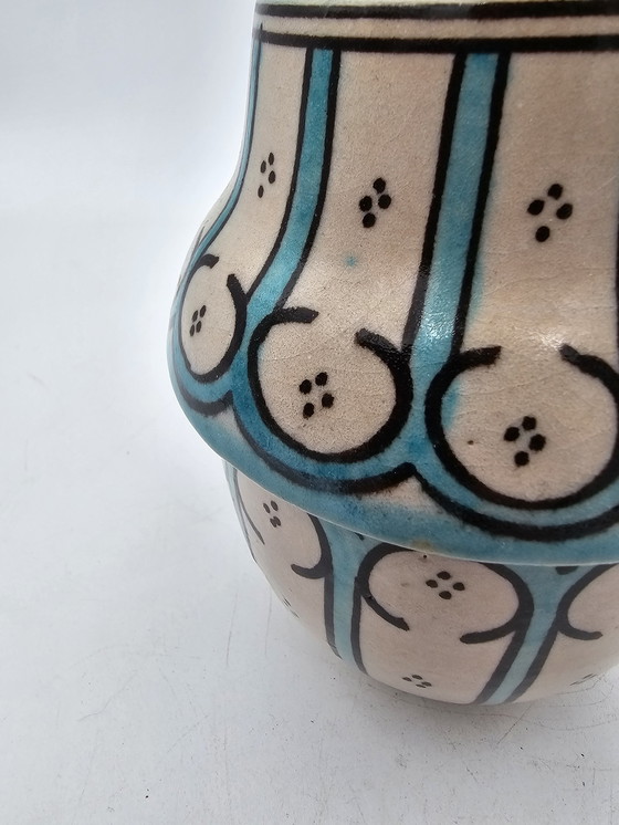 Image 1 of Marokkaanse blauw-witte keramische pot 19e eeuw