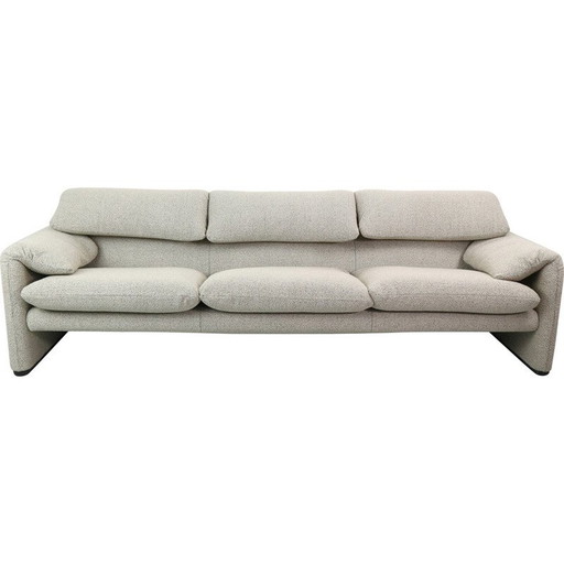 Vintage 3-zitsbank "Maralunga" door Vico Magistretti voor Cassina, 1973