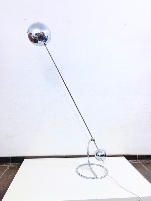 Verstelbare 3S Vloerlamp Ontwerp Paolo Tilche Voor Sirrah, 1970S Ruimtetijdperk Chroom