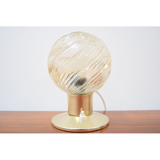 Vintage lamp van glas en messing, Tsjechoslowakije 1970