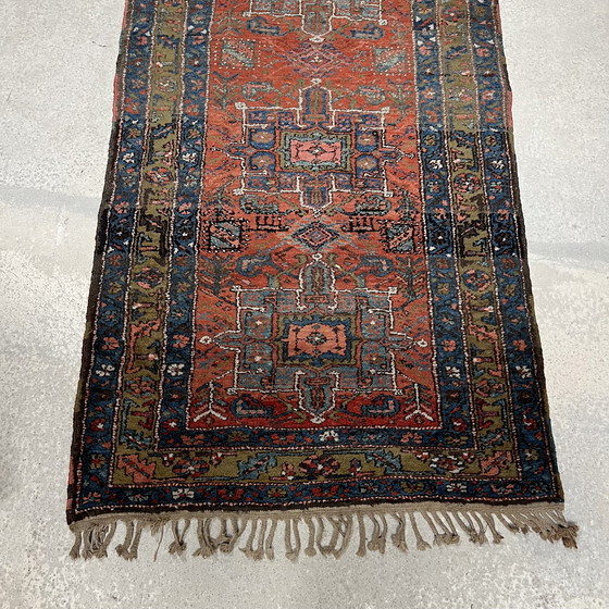 Image 1 of Zeldzaam stuk, verzamelaar, oud passagetapijt, loper tapijt, Perzië Iran Tabriz Heriz Karadja 450X105 Cm