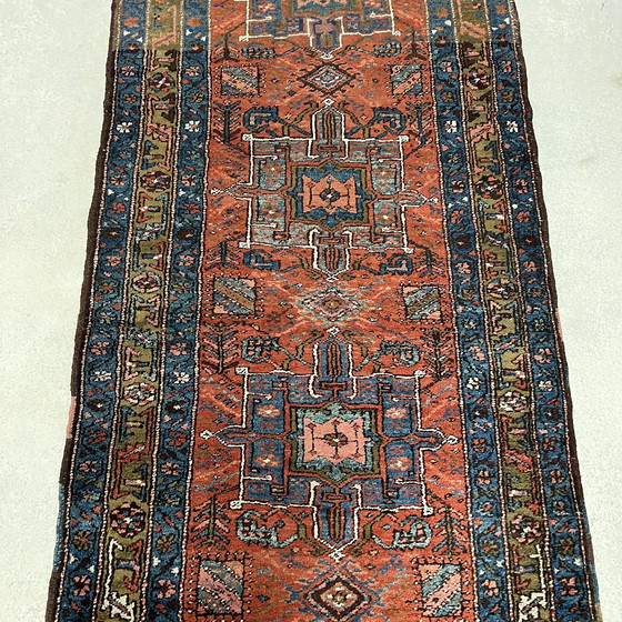 Image 1 of Zeldzaam stuk, verzamelaar, oud passagetapijt, loper tapijt, Perzië Iran Tabriz Heriz Karadja 450X105 Cm