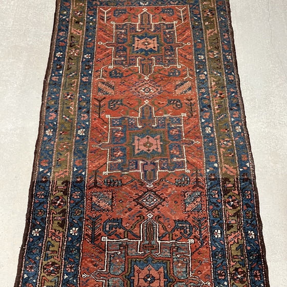 Image 1 of Zeldzaam stuk, verzamelaar, oud passagetapijt, loper tapijt, Perzië Iran Tabriz Heriz Karadja 450X105 Cm