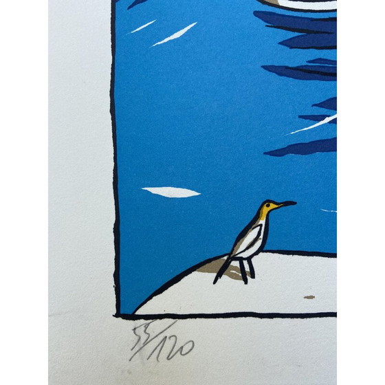 Image 1 of Vintage zeefdruk de drie palmbomen van Jacques de Loustal, 2008