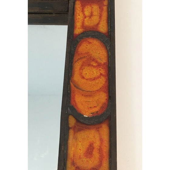 Image 1 of Vintage keramische spiegel in oranje tinten, 1970